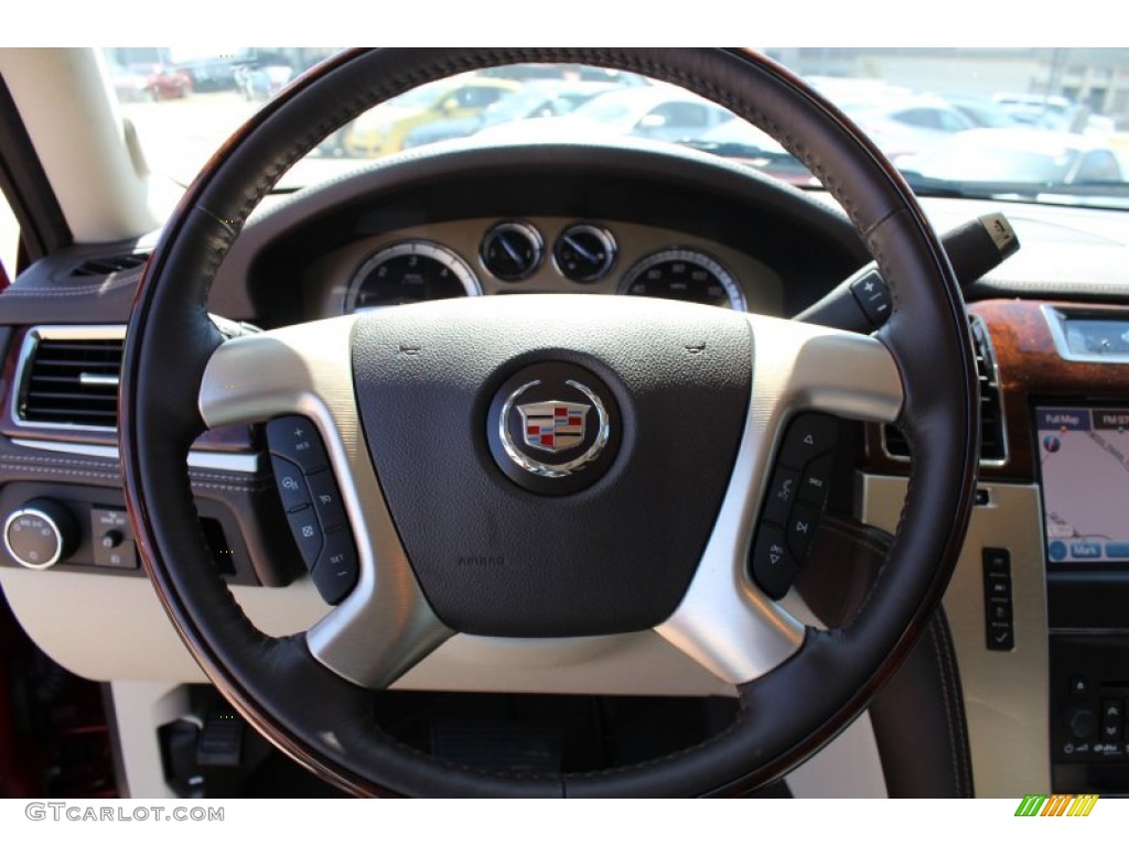 2013 Cadillac Escalade ESV Platinum Cocoa/Light Linen Steering Wheel Photo #77962553