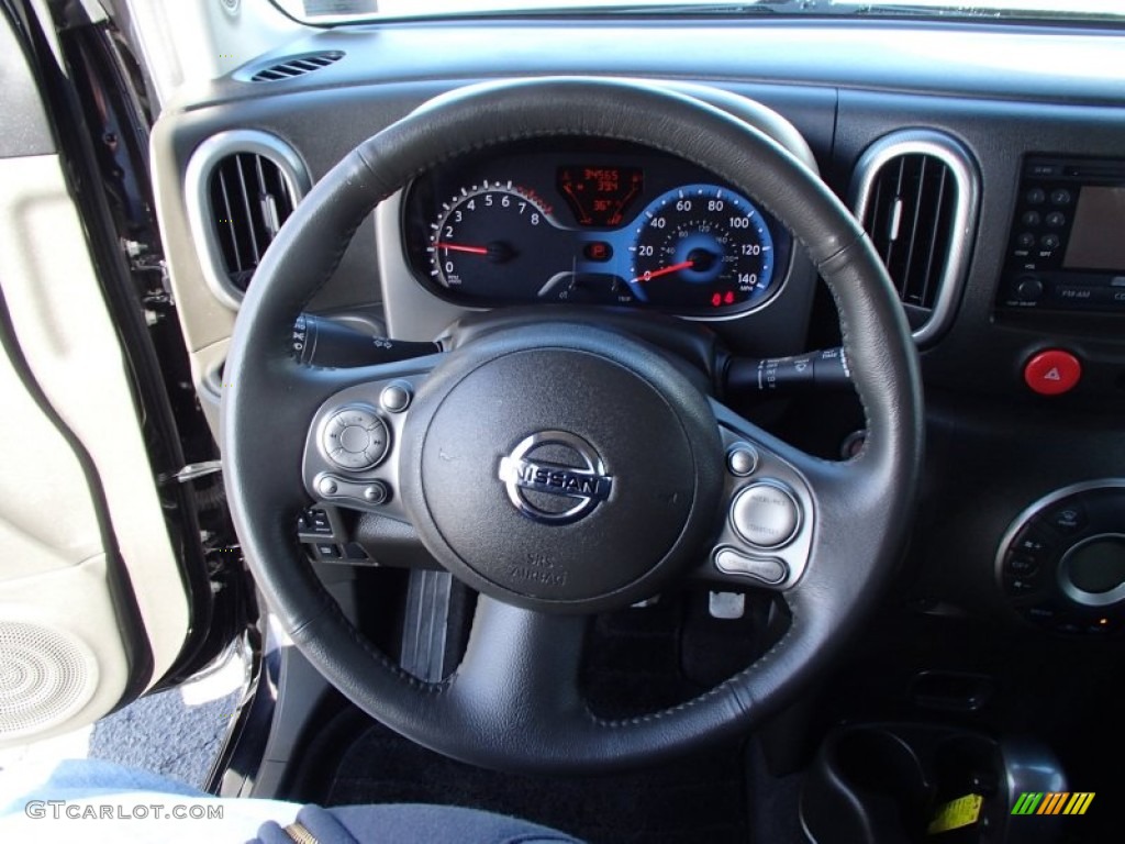 2010 Nissan Cube Krom Edition Black/Gray Steering Wheel Photo #77963264