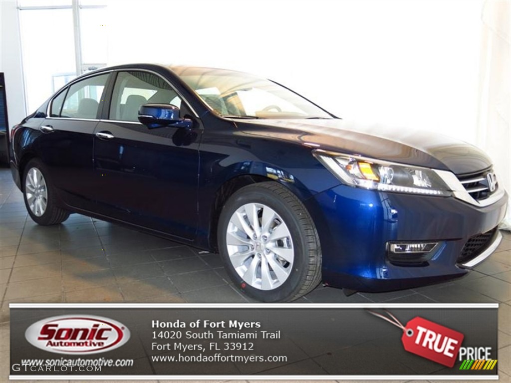 2013 Accord EX Sedan - Obsidian Blue Pearl / Gray photo #1