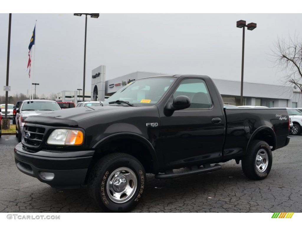 2003 F150 XL Sport Regular Cab 4x4 - Black / Dark Graphite Grey photo #6