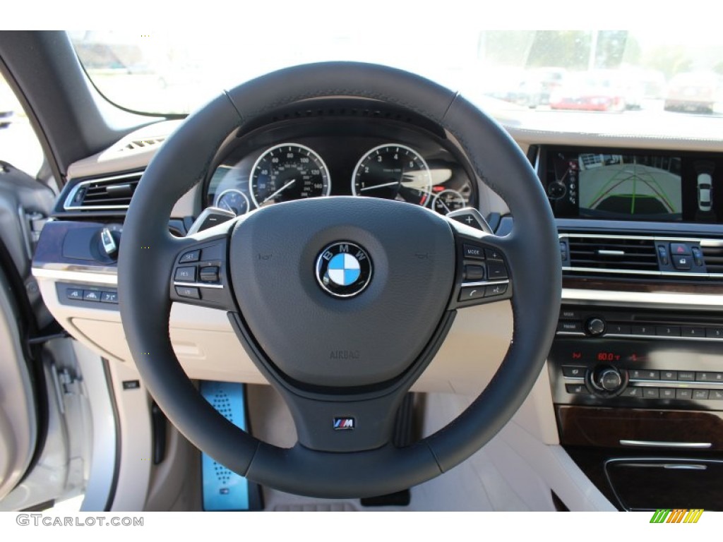 2013 BMW 7 Series 750Li Sedan Oyster Steering Wheel Photo #77965163