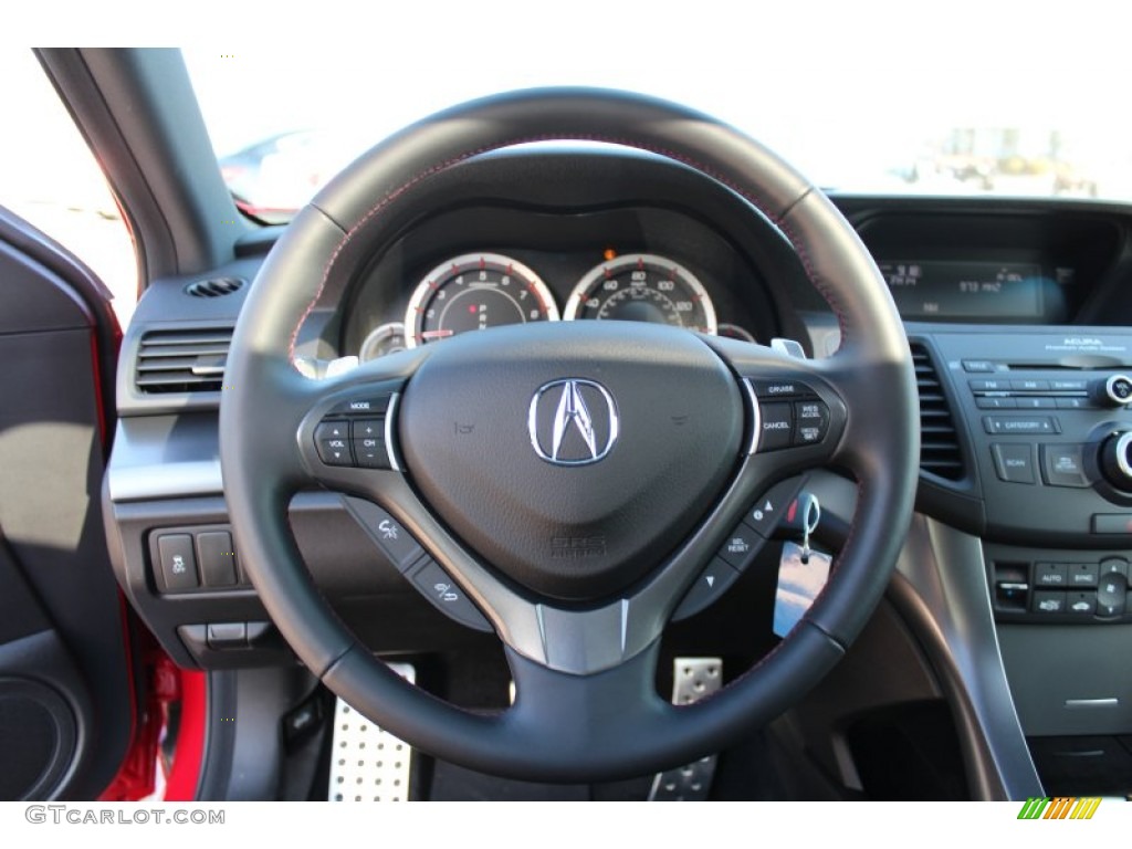 2013 Acura TSX Special Edition Special Edition Ebony/Red Steering Wheel Photo #77967186