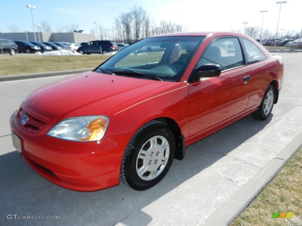 2001 Civic LX Coupe - Rallye Red / Beige photo #7