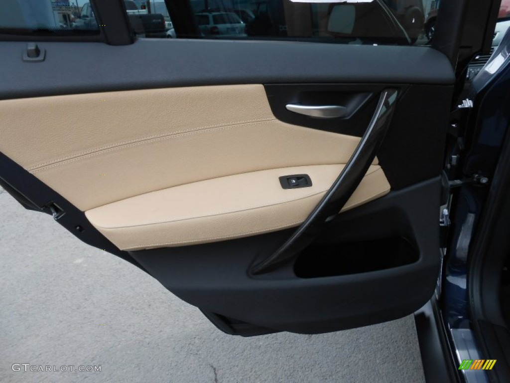 2007 BMW X3 3.0si Black/Sand Beige Nevada Leather Door Panel Photo #77975714