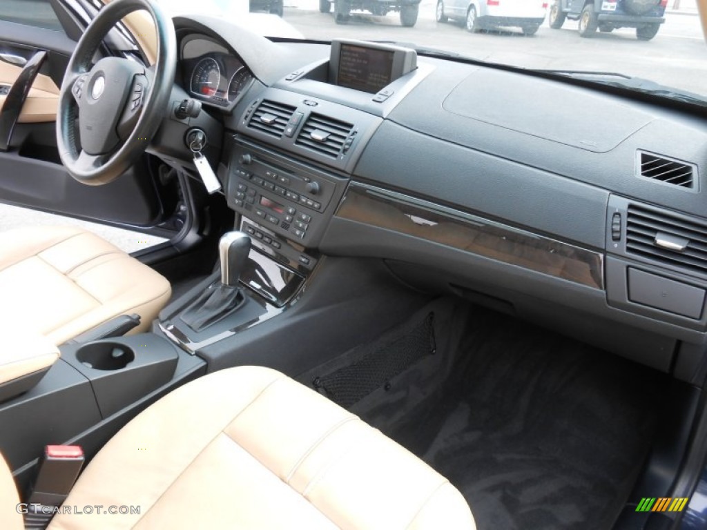 2007 BMW X3 3.0si Black/Sand Beige Nevada Leather Dashboard Photo #77975902