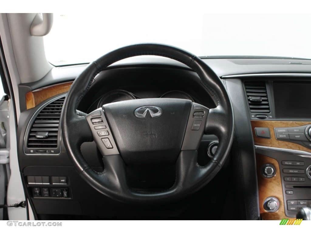 2011 Infiniti QX 56 4WD Graphite Steering Wheel Photo #77976639