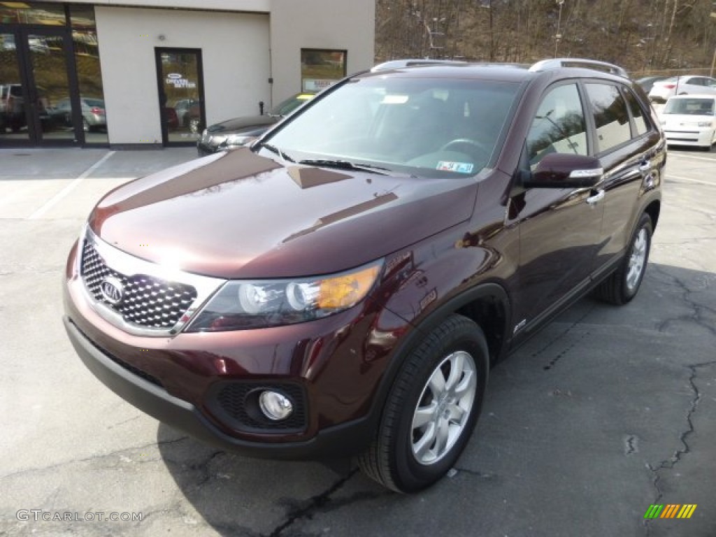 2011 Sorento LX AWD - Dark Cherry / Black photo #3