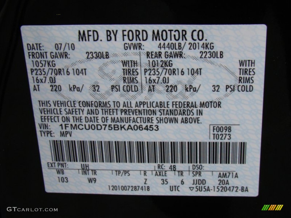 2011 Escape XLT - Tuxedo Black Metallic / Charcoal Black photo #24