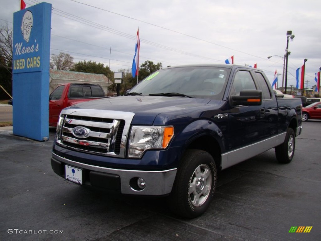 2010 F150 XLT SuperCab - Dark Blue Pearl Metallic / Medium Stone photo #4