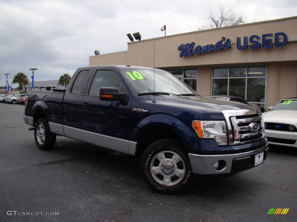 2010 F150 XLT SuperCab - Dark Blue Pearl Metallic / Medium Stone photo #26