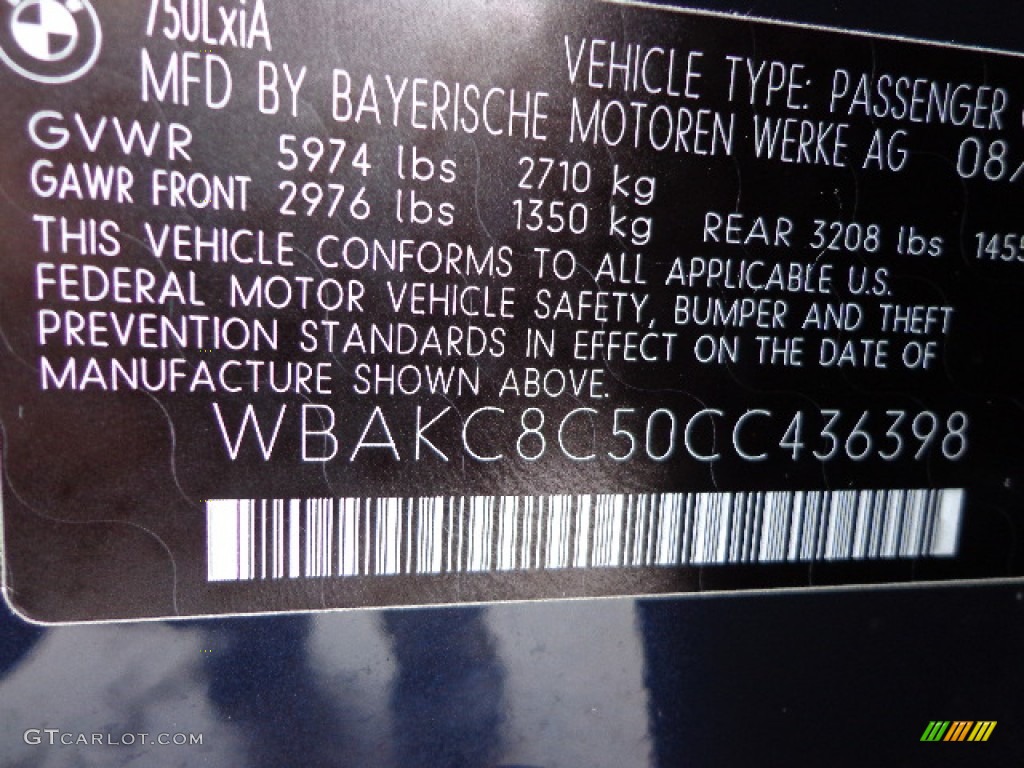 2012 7 Series 750Li xDrive Sedan - Imperial Blue Metallic / Oyster/Black photo #27