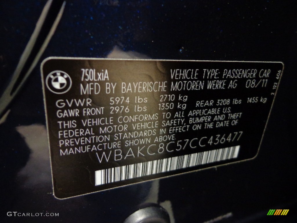 2012 7 Series 750Li xDrive Sedan - Imperial Blue Metallic / Oyster/Black photo #25