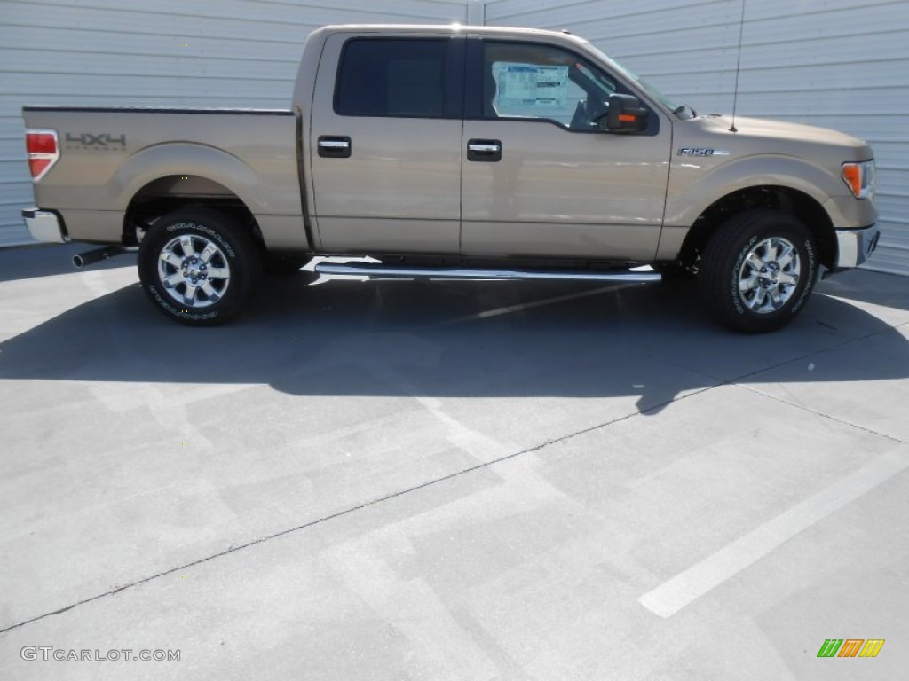 2013 F150 XLT SuperCrew 4x4 - Pale Adobe Metallic / Adobe photo #3