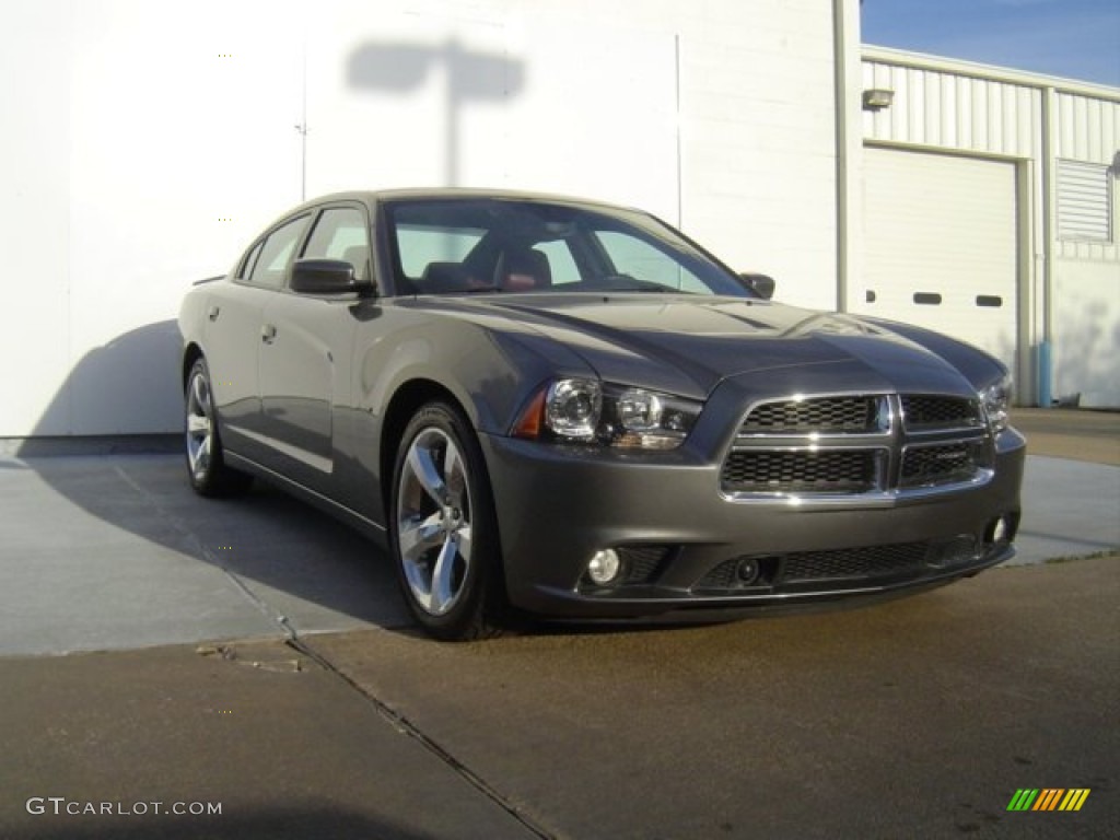2012 Charger R/T Max - Tungsten Metallic / Black/Red photo #1