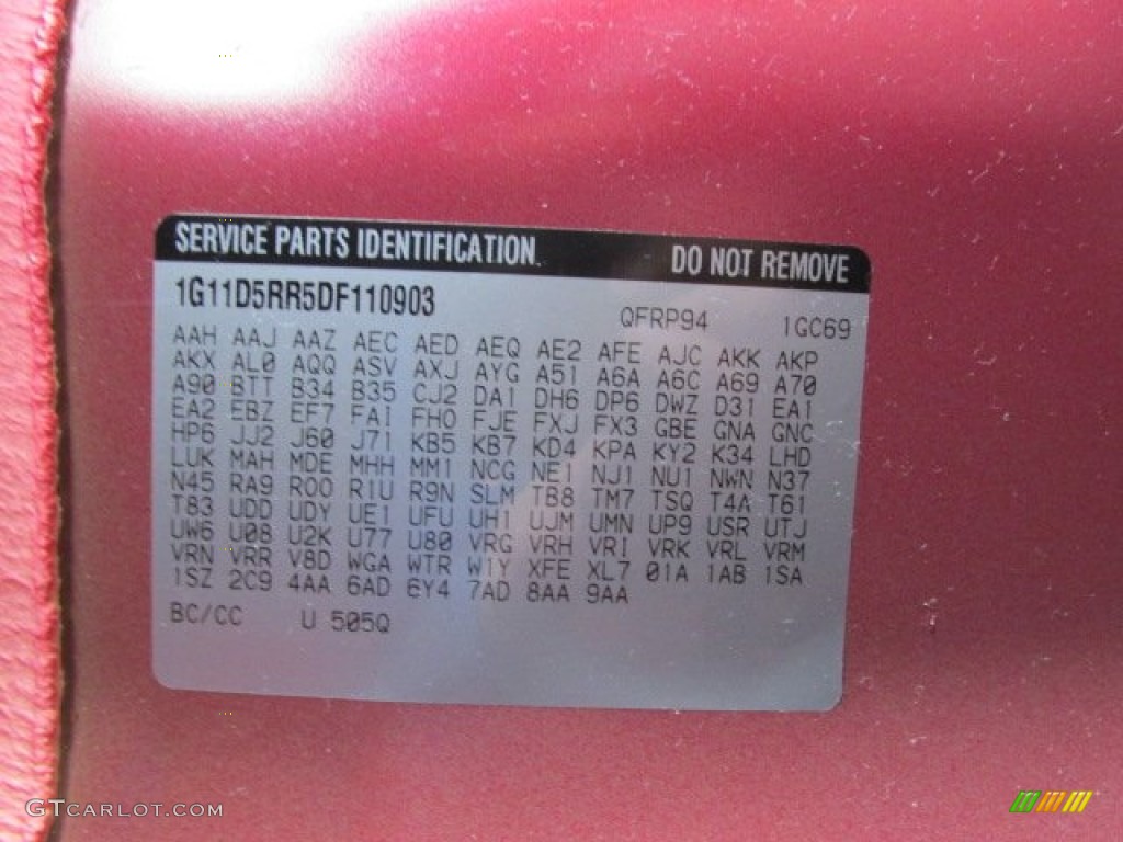 2013 Malibu Color Code 505Q for Crystal Red Tintcoat Photo #77988021