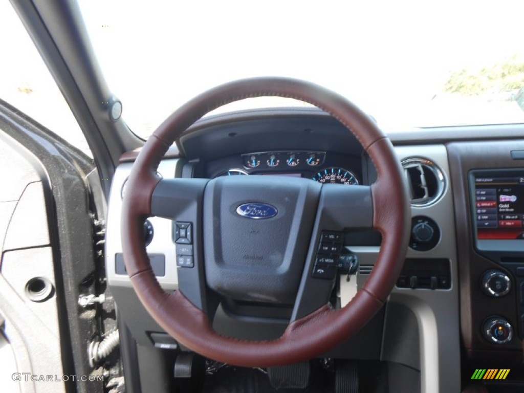 2013 Ford F150 King Ranch SuperCrew King Ranch Chaparral Leather Steering Wheel Photo #77988321