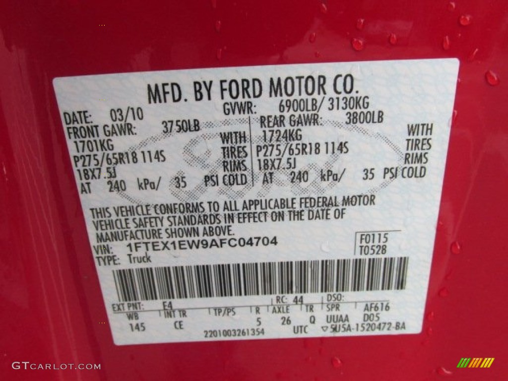 2010 F150 STX SuperCab 4x4 - Vermillion Red / Medium Stone photo #24