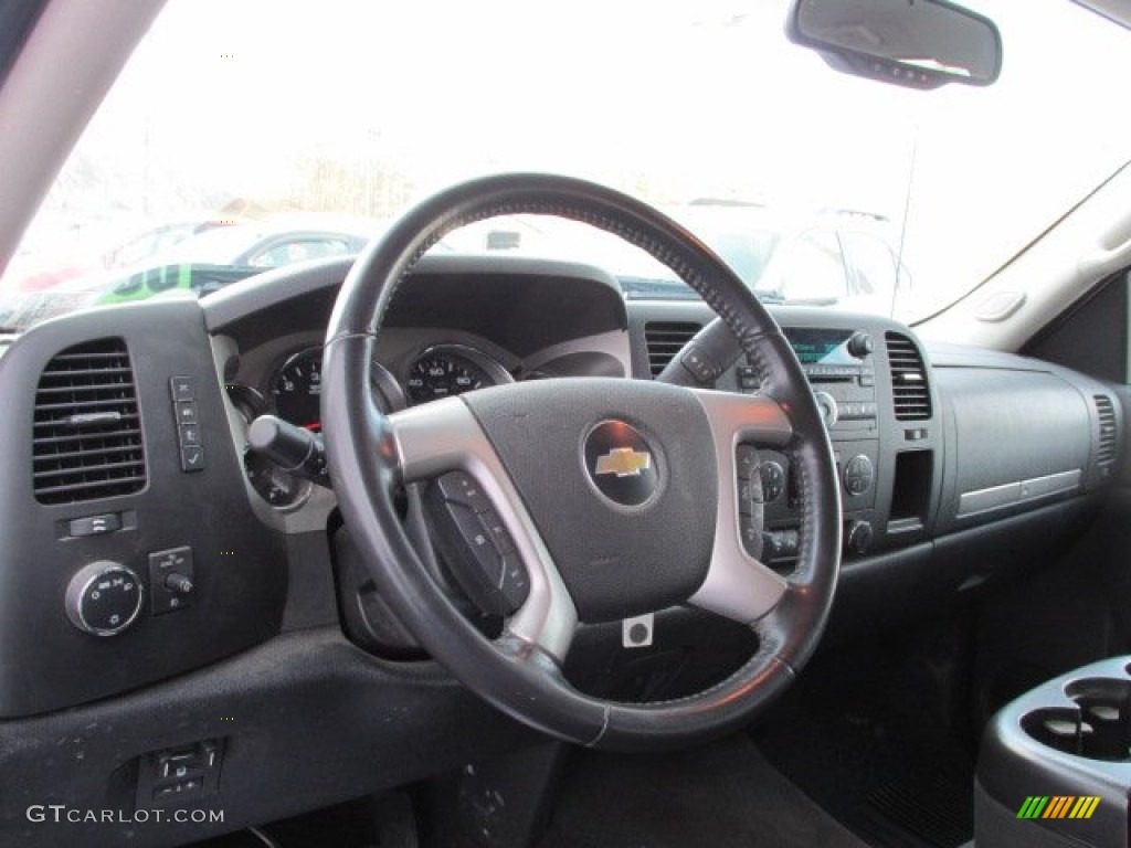 2010 Chevrolet Silverado 2500HD LT Crew Cab 4x4 Ebony Steering Wheel Photo #77991401