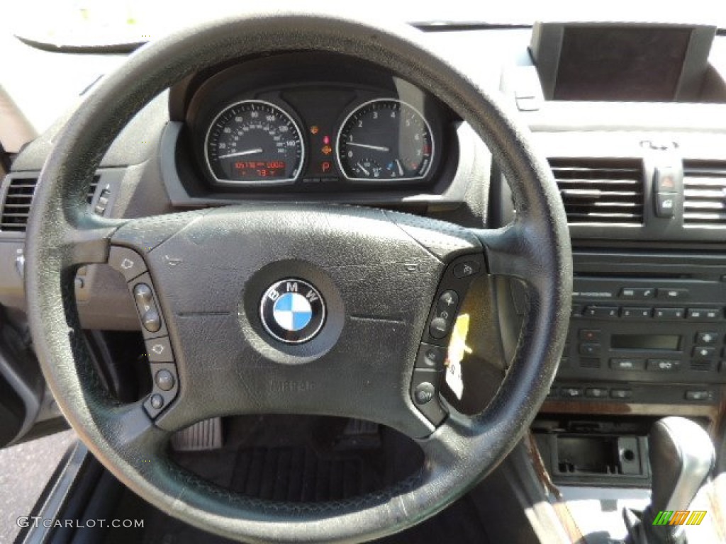 2006 BMW X3 3.0i Black Steering Wheel Photo #77992700