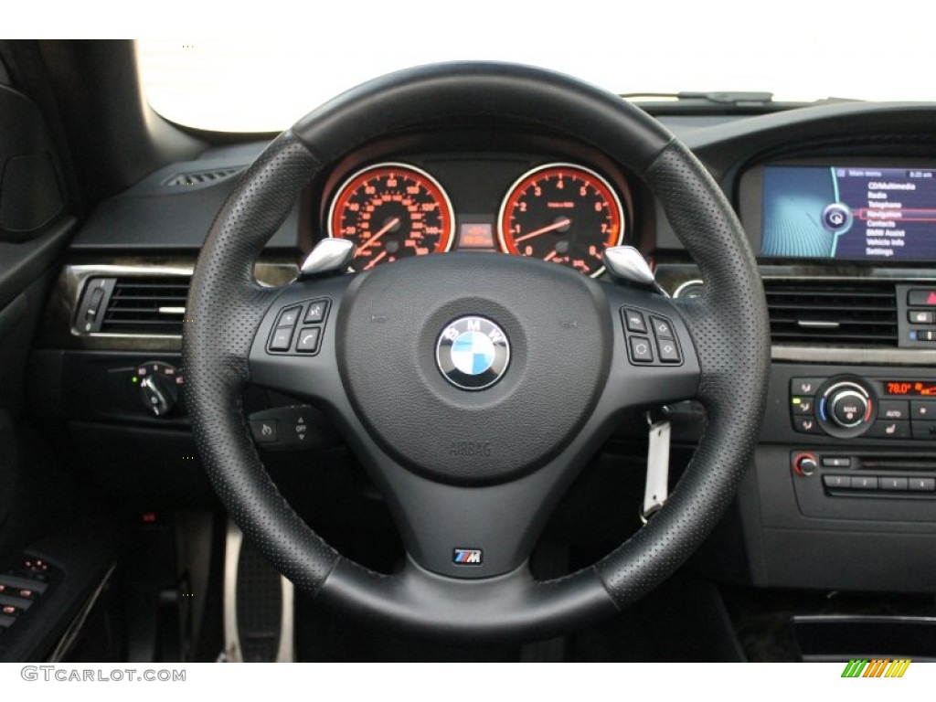 2010 BMW 3 Series 335i Convertible Black Steering Wheel Photo #77994029