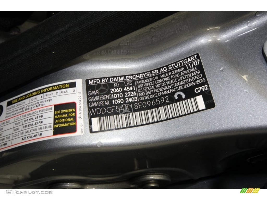 2008 C Color Code 792 for Palladium Silver Metallic Photo #77994908