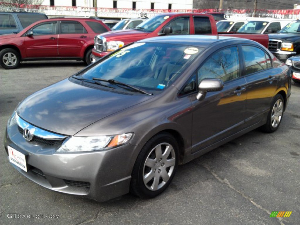 2010 Civic LX Sedan - Urban Titanium Metallic / Beige photo #1