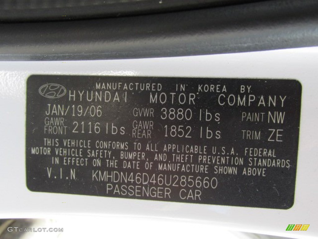 2006 Elantra GLS Sedan - Nordic White / Beige photo #24