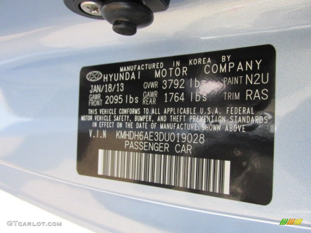 2013 Elantra Coupe SE - Blue Sky Metallic / Gray photo #10