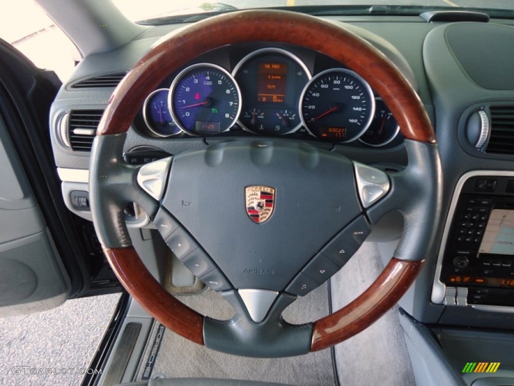 2004 Porsche Cayenne S Stone/Steel Grey Steering Wheel Photo #78005087
