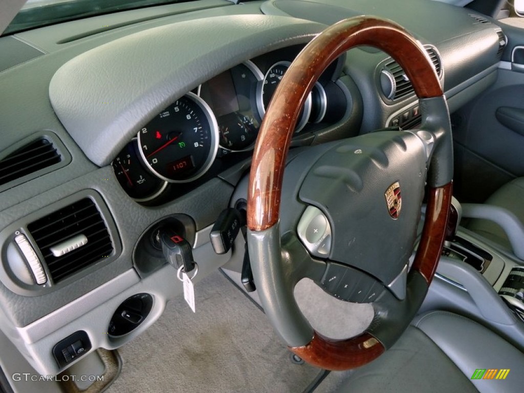 2004 Porsche Cayenne S Stone/Steel Grey Steering Wheel Photo #78005861
