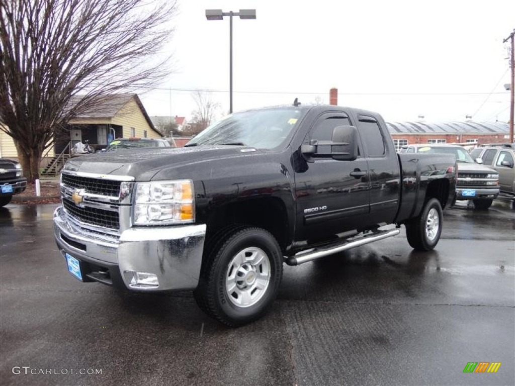 Black 2010 Chevrolet Silverado 2500HD LT Extended Cab 4x4 Exterior Photo #78007016