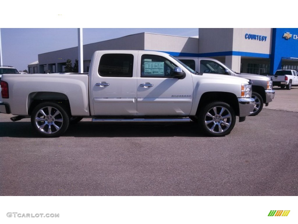 2013 Silverado 1500 LT Crew Cab - White Diamond Tricoat / Light Cashmere/Dark Cashmere photo #4