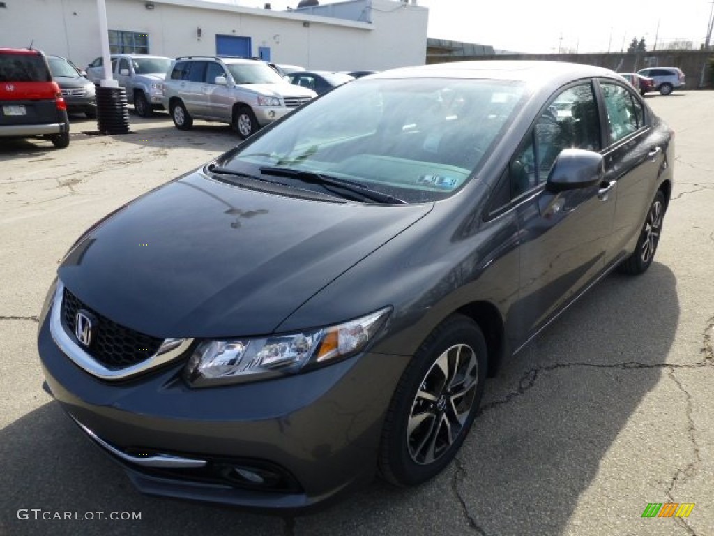 2013 Civic EX-L Sedan - Polished Metal Metallic / Gray photo #8