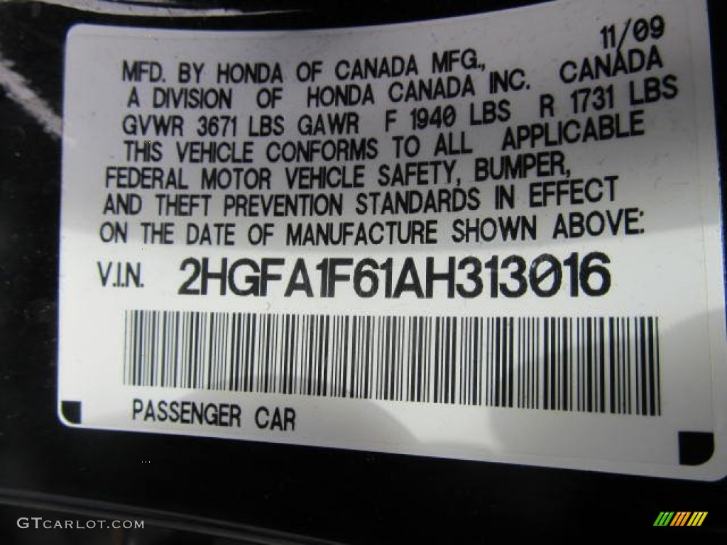 2010 Civic LX-S Sedan - Crystal Black Pearl / Black photo #9