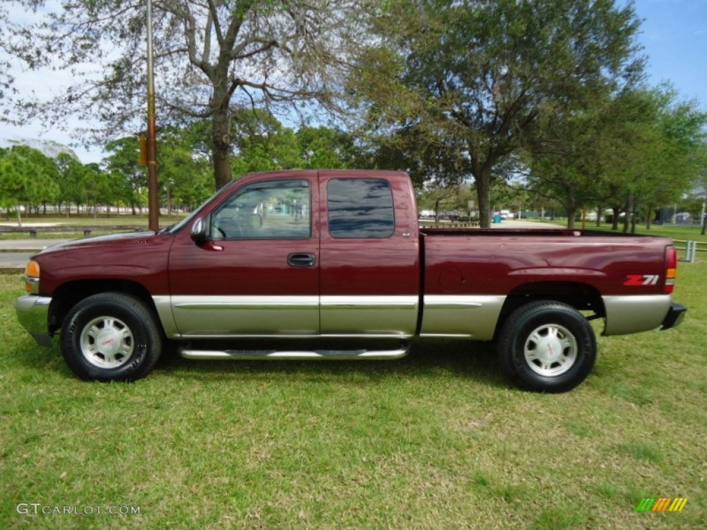 2000 Sierra 1500 SLE Extended Cab 4x4 - Dark Toreador Red Metallic / Pewter photo #28