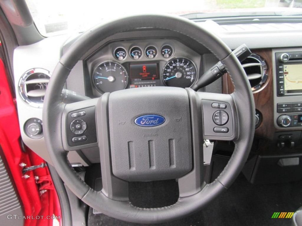 2012 Ford F250 Super Duty Lariat Crew Cab 4x4 Black Steering Wheel Photo #78020844