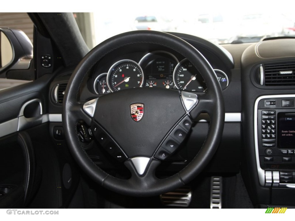 2008 Porsche Cayenne Turbo Black Steering Wheel Photo #78025422