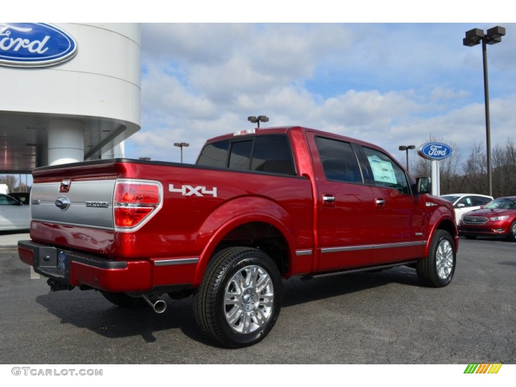 2013 F150 Platinum SuperCrew 4x4 - Ruby Red Metallic / Platinum Unique Black Leather photo #3