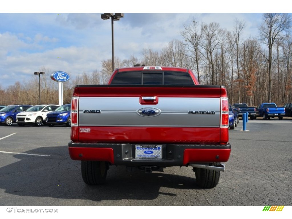 2013 F150 Platinum SuperCrew 4x4 - Ruby Red Metallic / Platinum Unique Black Leather photo #4