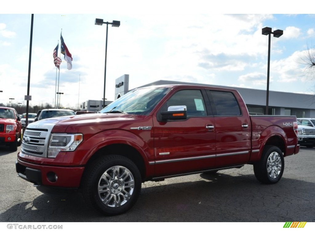 2013 F150 Platinum SuperCrew 4x4 - Ruby Red Metallic / Platinum Unique Black Leather photo #6