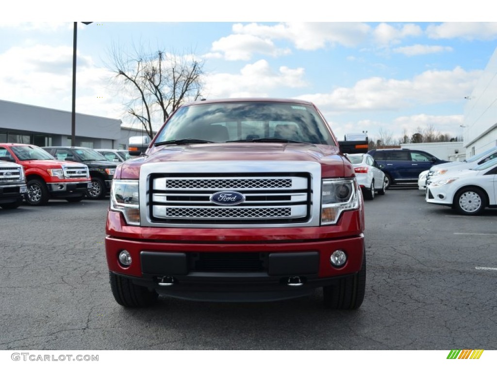 2013 F150 Platinum SuperCrew 4x4 - Ruby Red Metallic / Platinum Unique Black Leather photo #7