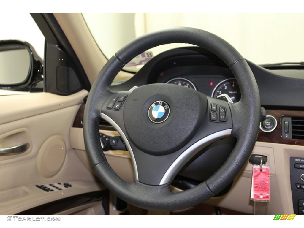 2011 BMW 3 Series 335i Sedan Beige Steering Wheel Photo #78026700
