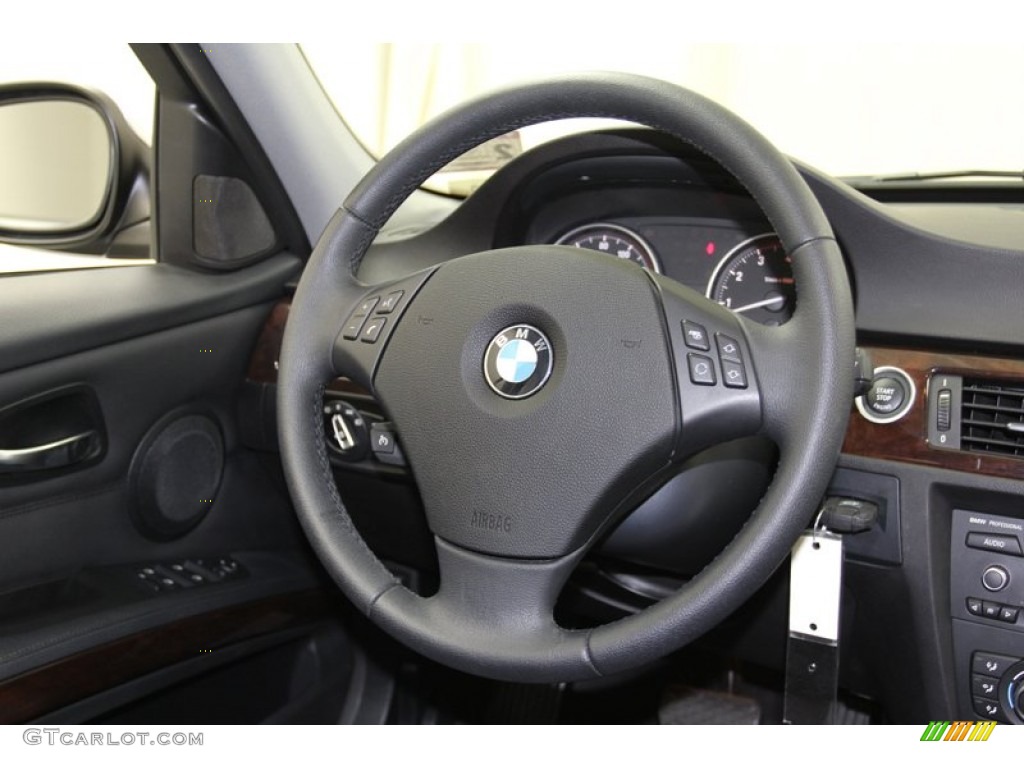 2011 BMW 3 Series 328i Sedan Black Steering Wheel Photo #78027755