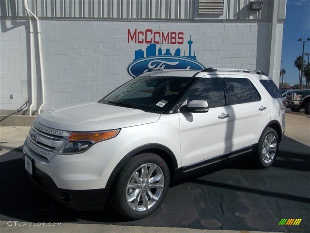 2013 Explorer Limited - White Platinum Tri-Coat / Pecan/Charcoal Black photo #2