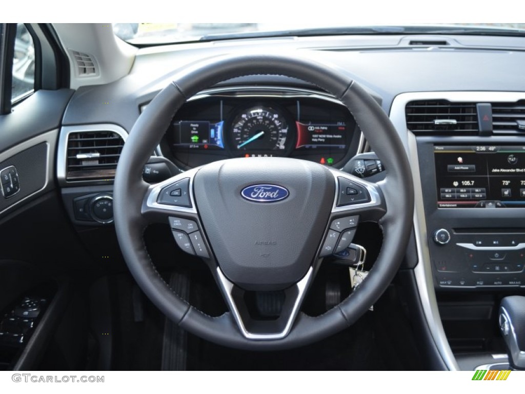2013 Ford Fusion Hybrid SE Charcoal Black Steering Wheel Photo #78028305