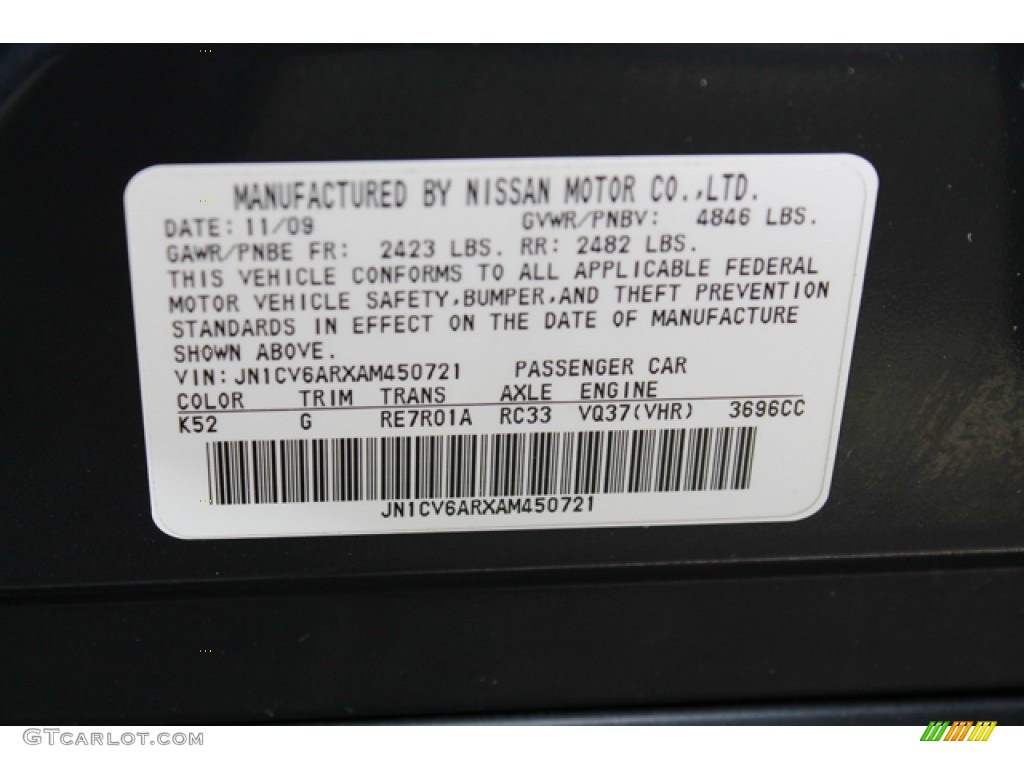 2010 G Color Code K52 for Blue Slate Photo #78032823