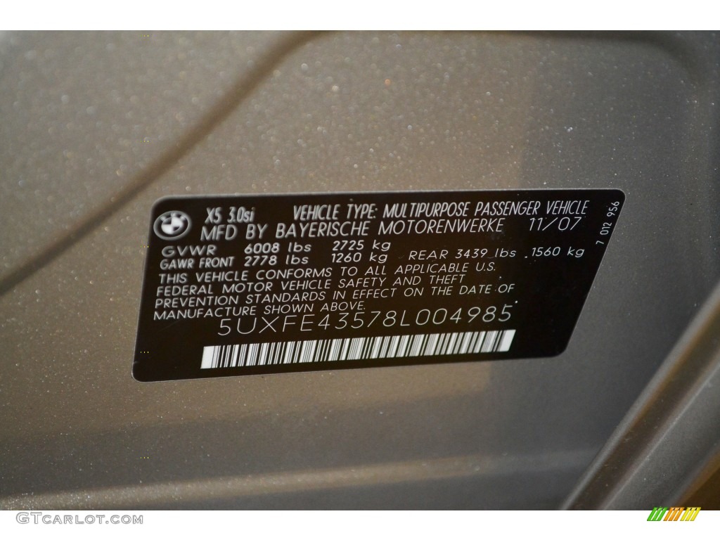 2008 BMW X5 3.0si Info Tag Photo #78034632