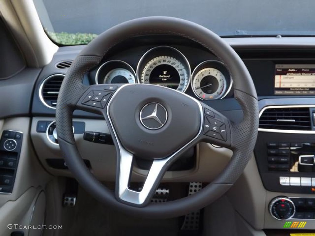 2013 Mercedes-Benz C 250 Sport Almond/Mocha Steering Wheel Photo #78035277