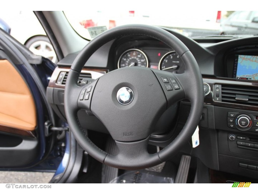 2011 BMW 3 Series 328i xDrive Sedan Saddle Brown Dakota Leather Steering Wheel Photo #78035895
