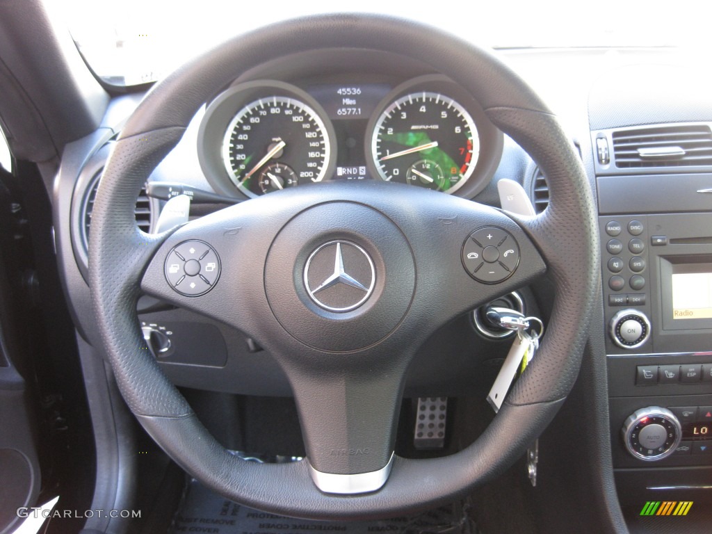 2009 Mercedes-Benz SLK 55 AMG Roadster Black/Red Steering Wheel Photo #78045040